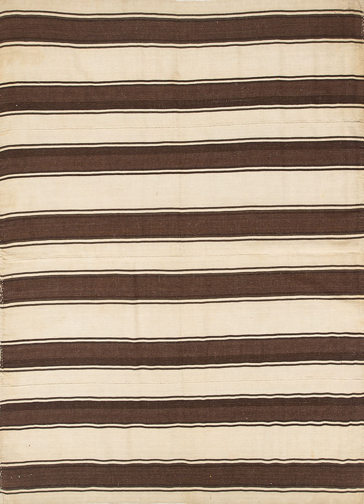nayaab beige and brown wool flat weaves Rug - HeadShot