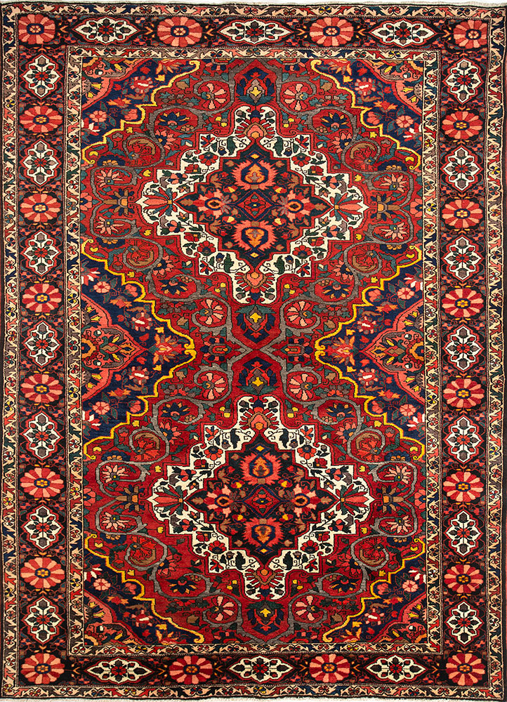 aalam red and orange wool hand knotted Rug - HeadShot