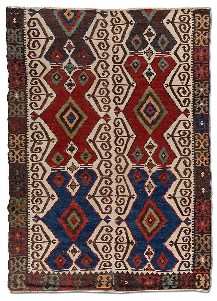 nayaab red and orange wool flat weaves Rug - HeadShot