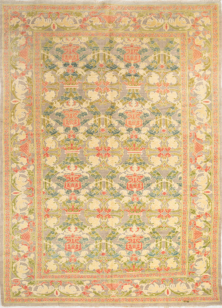 aalam green wool hand knotted Rug - HeadShot