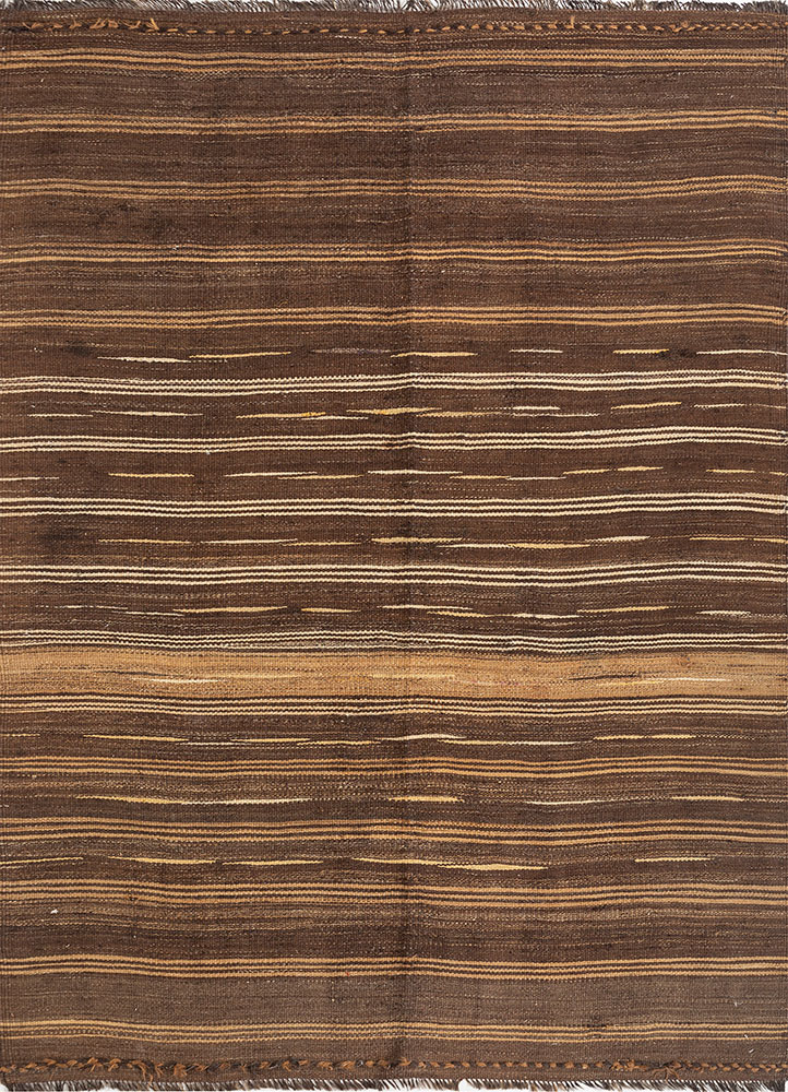 nayaab beige and brown wool flat weaves Rug - HeadShot