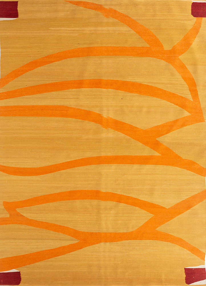 nayaab gold wool flat weaves Rug - HeadShot