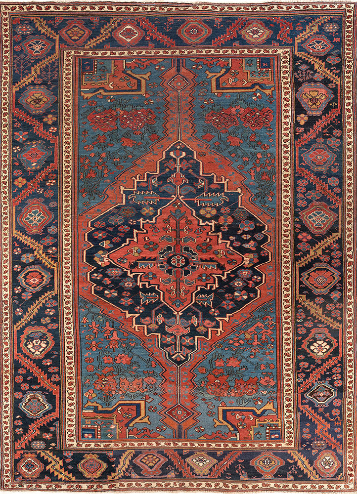 aalam red and orange wool hand knotted Rug - HeadShot