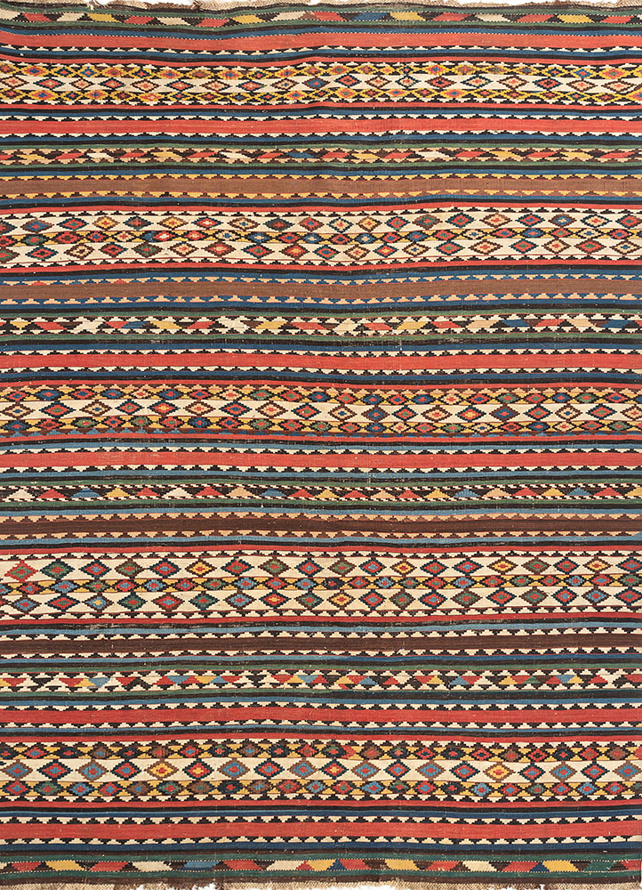 nayaab blue wool flat weaves Rug - HeadShot