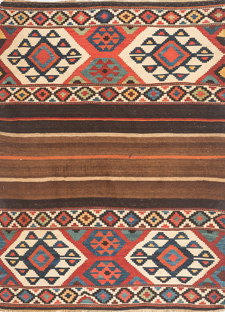 nayaab pink and purple wool flat weaves Rug - HeadShot