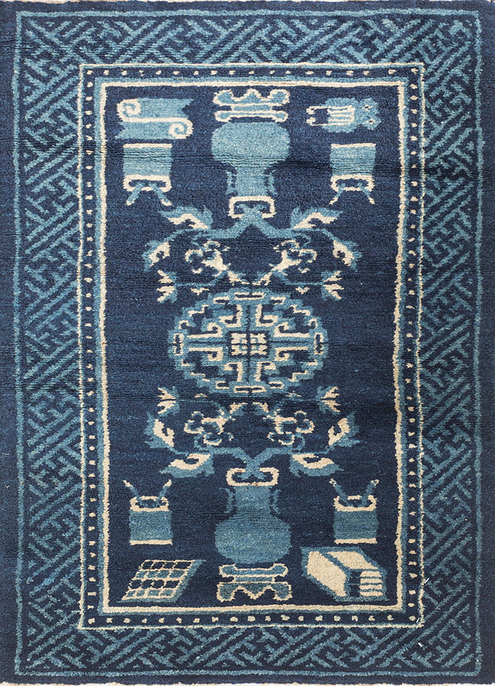 aalam blue wool flat weaves Rug - HeadShot