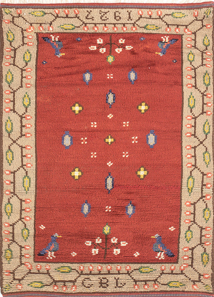 nayaab red and orange wool flat weaves Rug - HeadShot