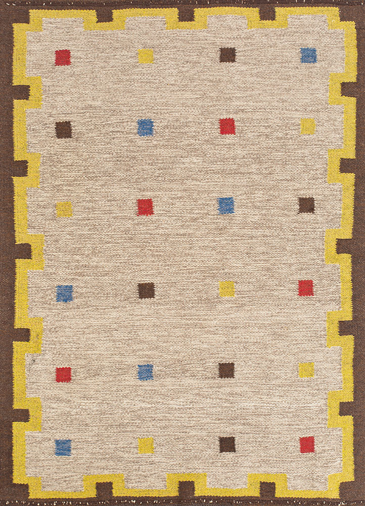 nayaab grey and black wool flat weaves Rug - HeadShot