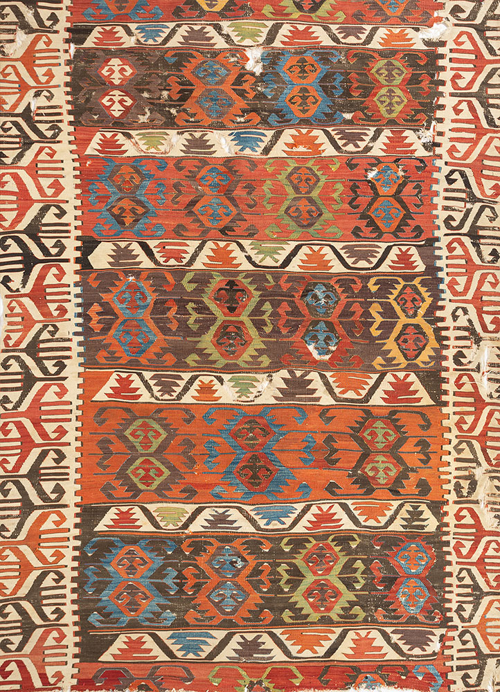 nayaab red and orange wool flat weaves Rug - HeadShot