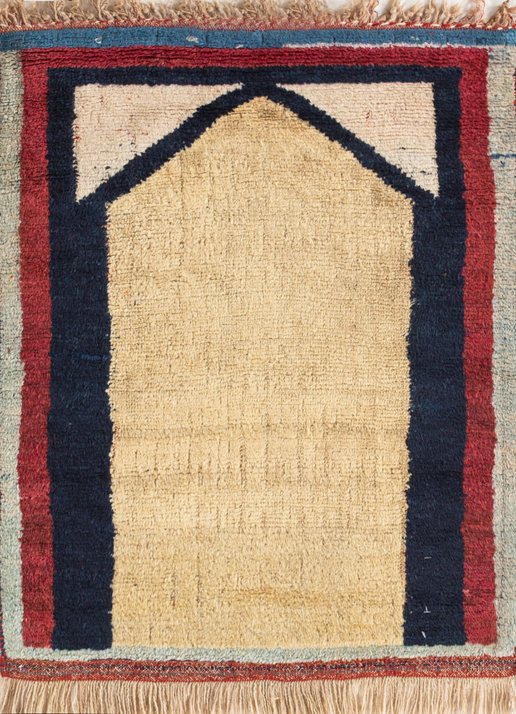 zuri blue wool hand knotted Rug - HeadShot