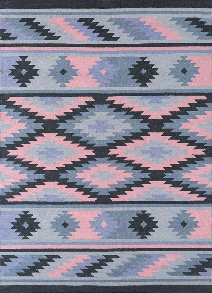 bedouin blue cotton flat weaves Rug - HeadShot