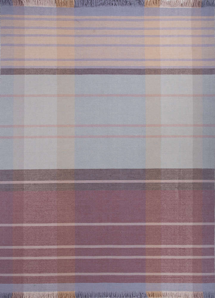 checkers pink and purple wool flat weaves Rug - HeadShot