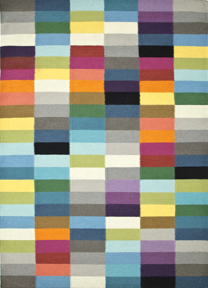 checkers ivory wool flat weaves Rug - HeadShot