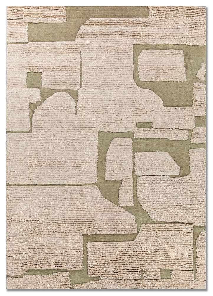 indusbar green wool flat weaves Rug - HeadShot