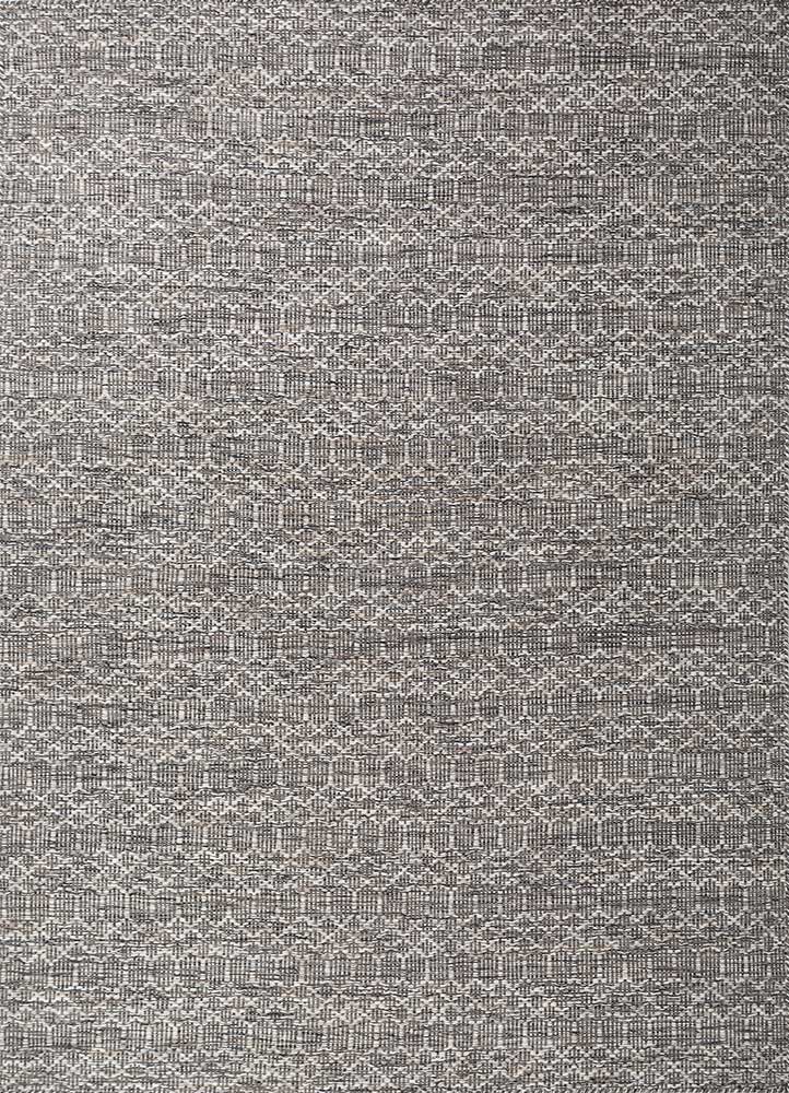 indusbar grey and black wool flat weaves Rug - HeadShot