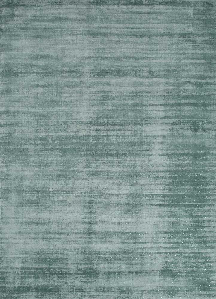basis blue viscose hand loom Rug - HeadShot