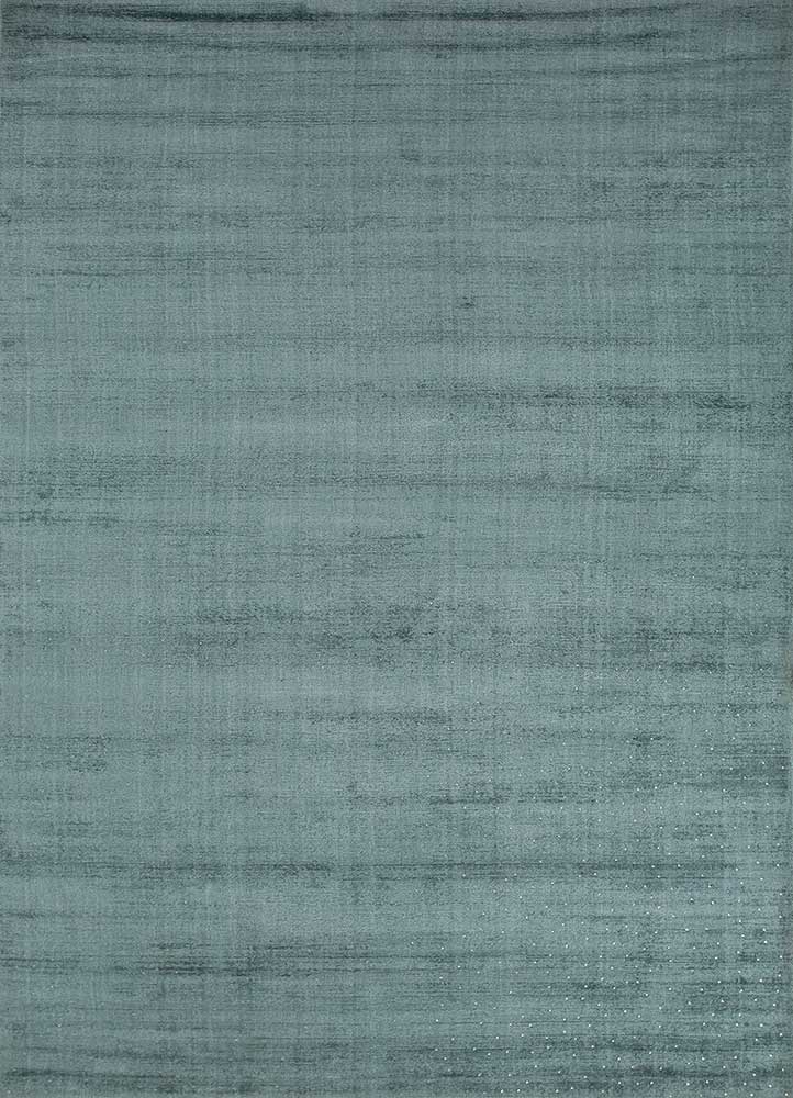 basis blue viscose hand loom Rug - HeadShot
