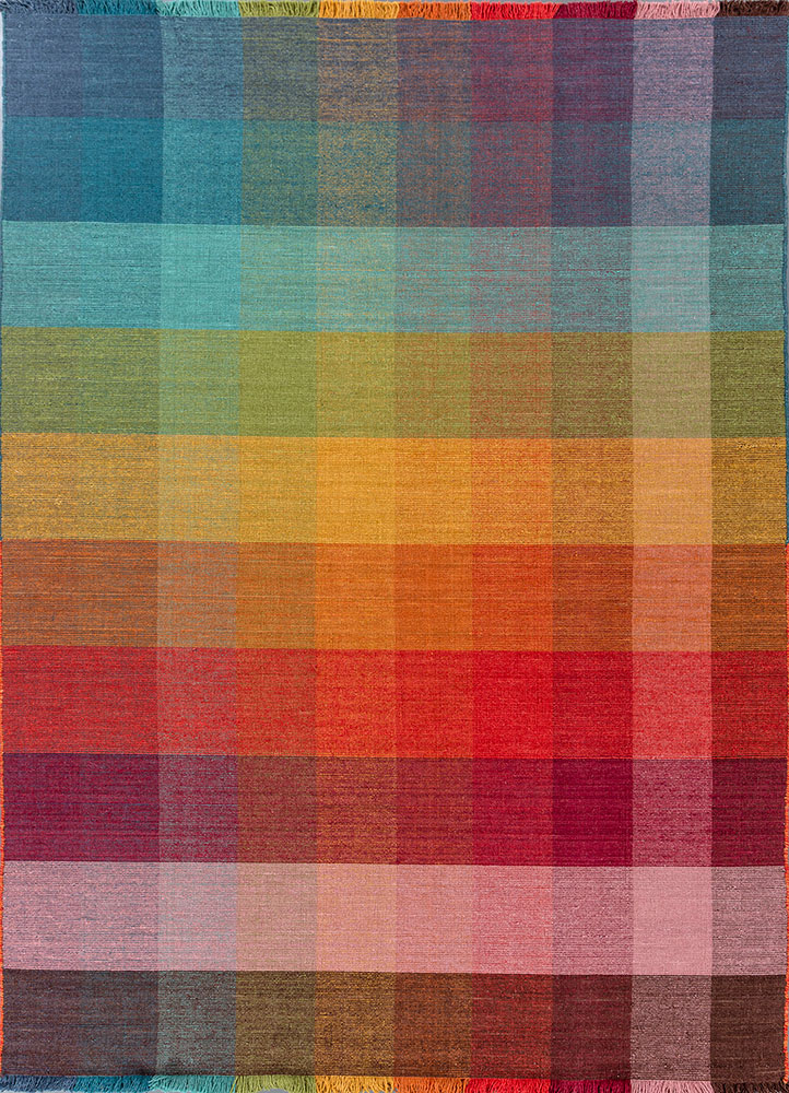 tesoro red and orange wool hand loom Rug - HeadShot