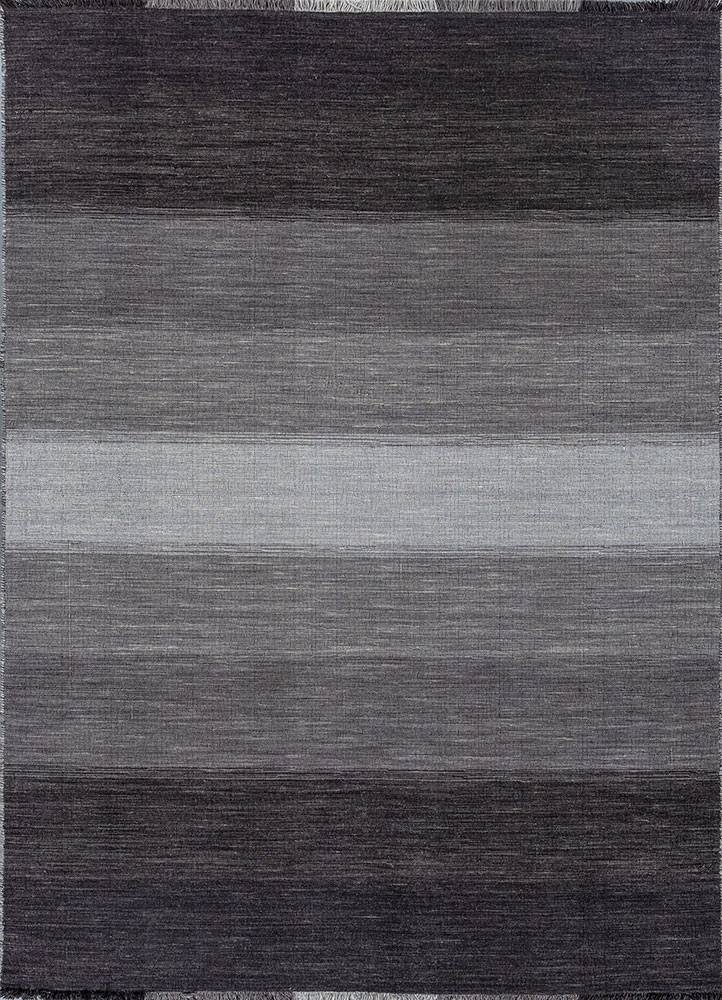 tesoro grey and black wool hand loom Rug - HeadShot