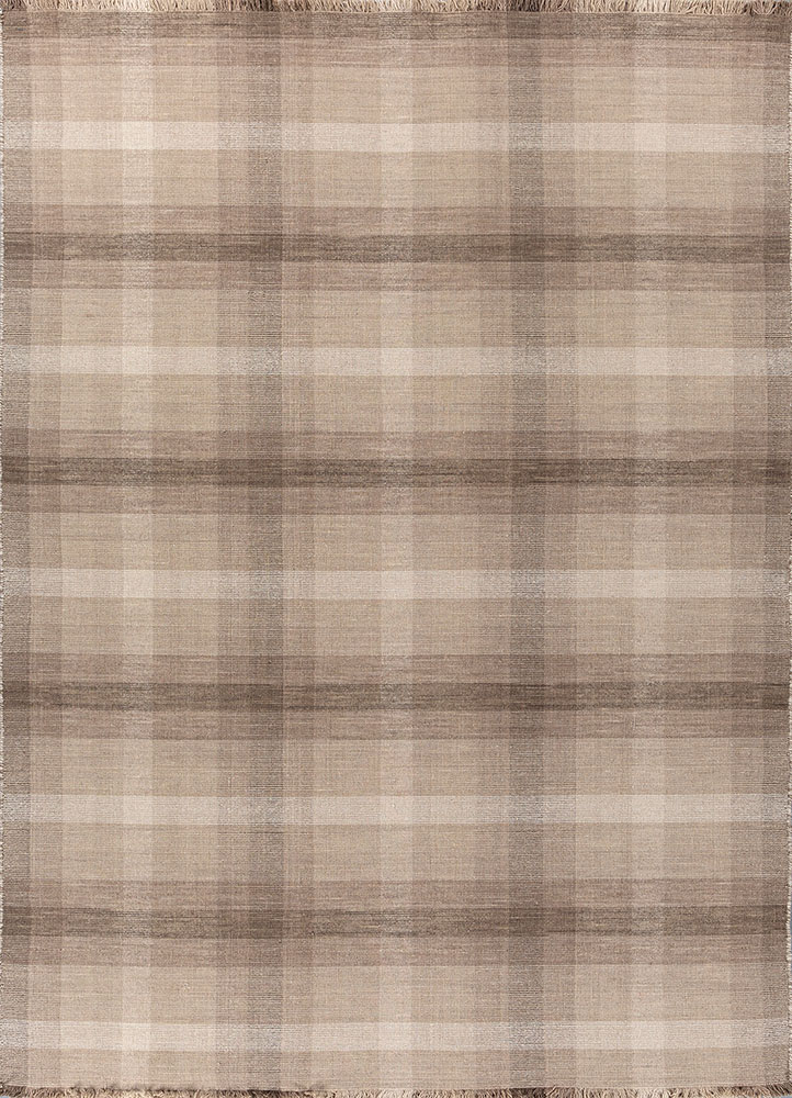 tesoro beige and brown wool hand loom Rug - HeadShot