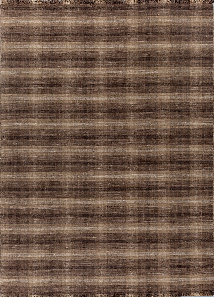 tesoro beige and brown wool hand loom Rug - HeadShot