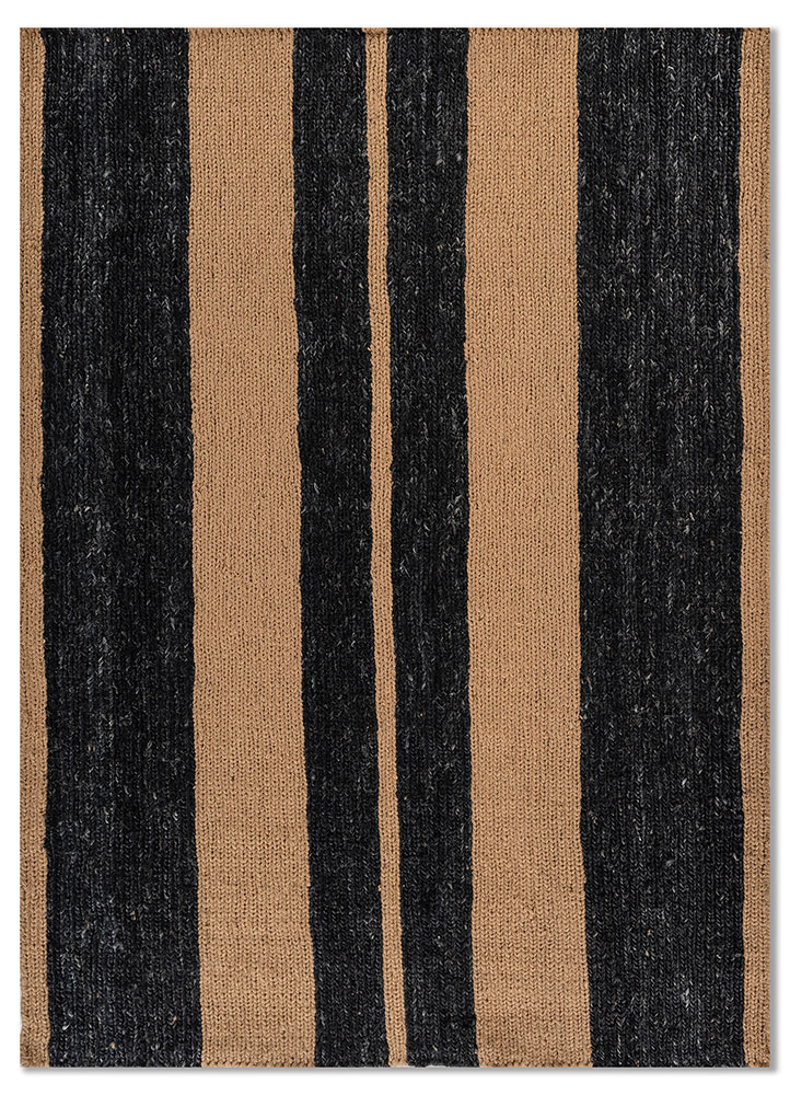 hula grey and black jute and hemp hand knotted Rug - HeadShot