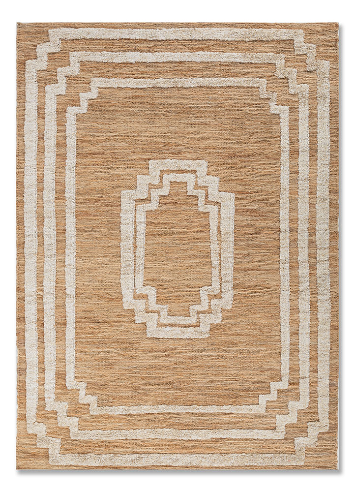 hula beige and brown jute and hemp hand knotted Rug - HeadShot