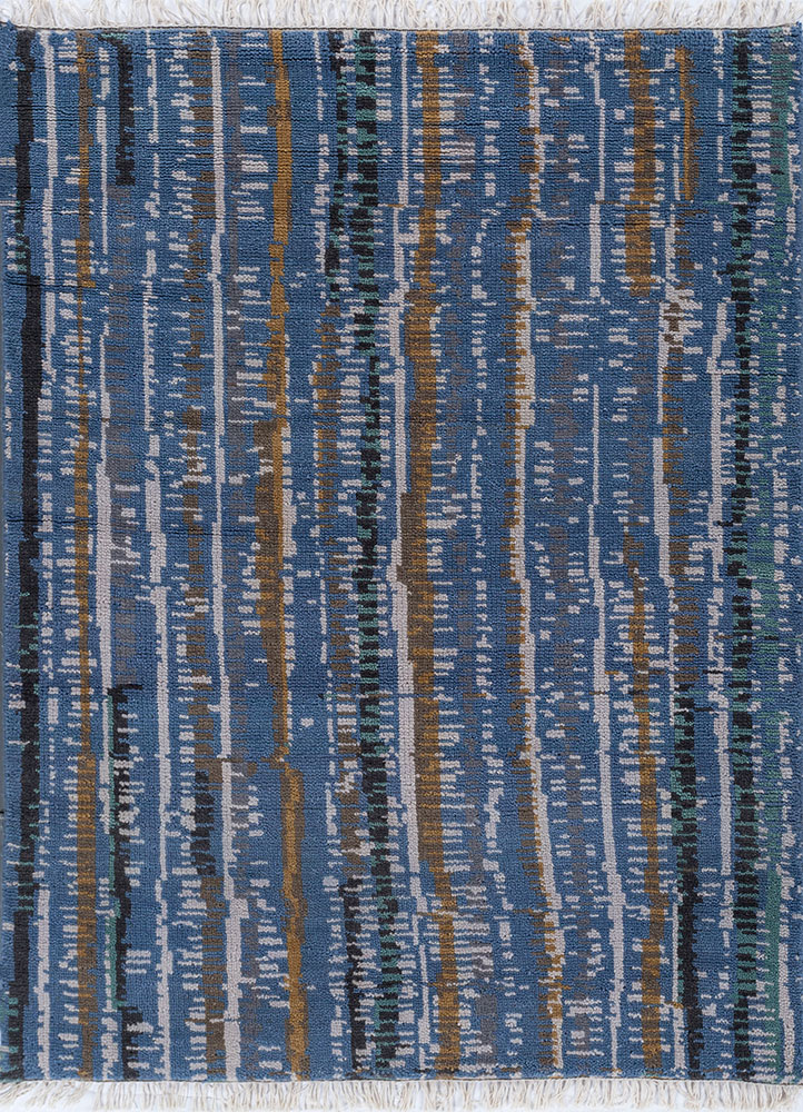 hula blue jute and hemp hand knotted Rug - HeadShot