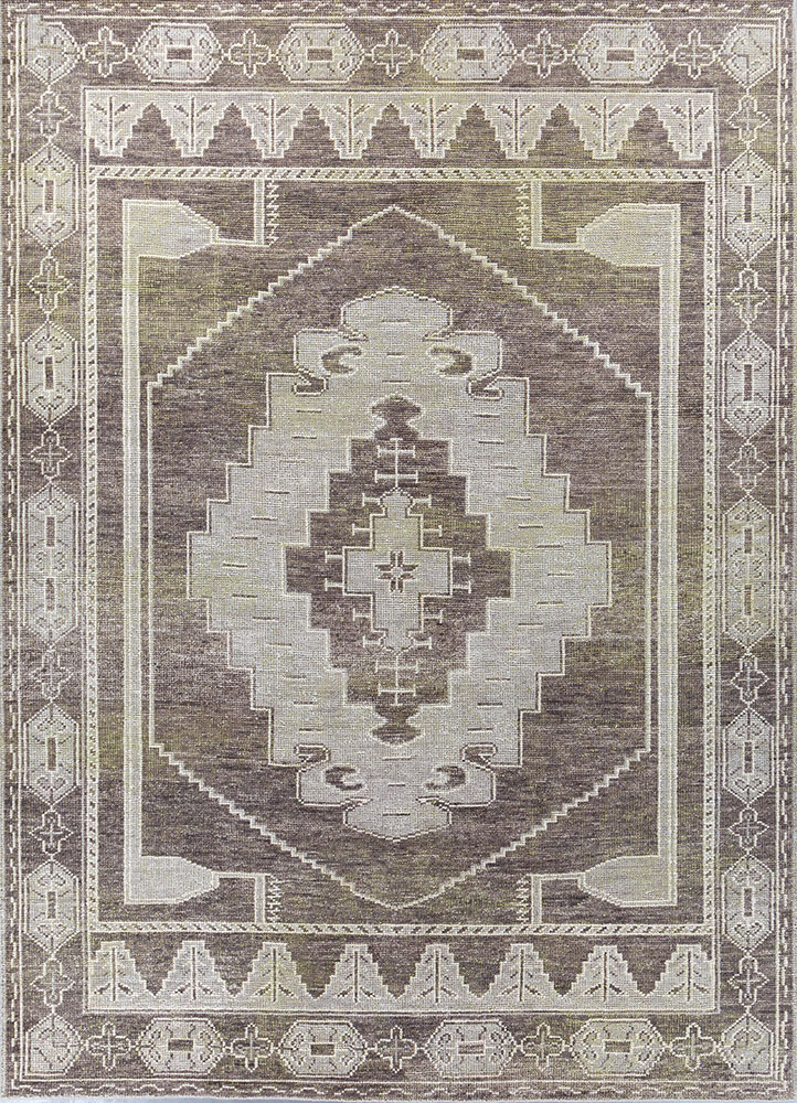 thyme grey and black wool hand knotted Rug - HeadShot