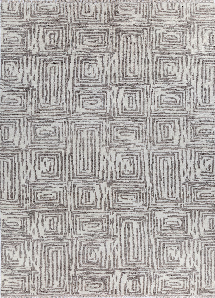 aprezo ivory wool hand knotted Rug - HeadShot