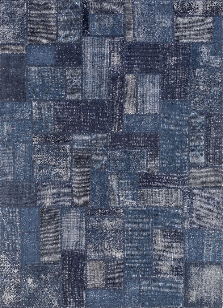 provenance blue wool hand knotted Rug - HeadShot