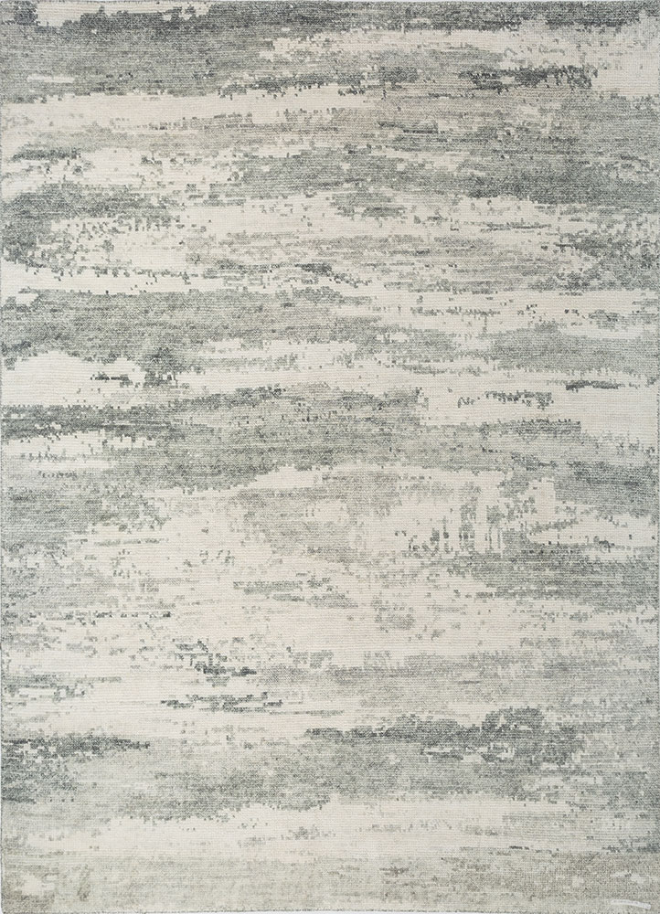 entropy blue wool hand knotted Rug - HeadShot