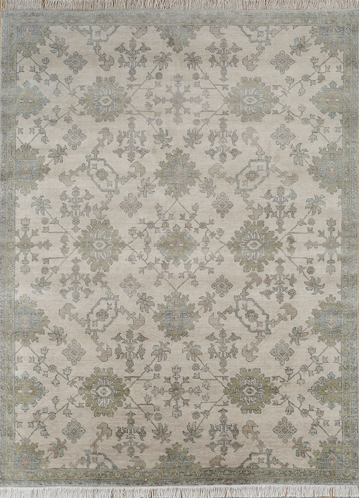 savana ivory wool hand knotted Rug - HeadShot