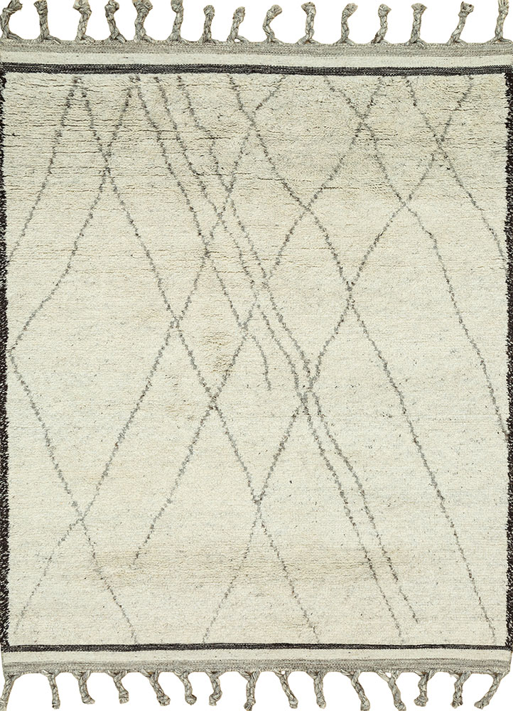 zuri beige and brown wool hand knotted Rug - HeadShot