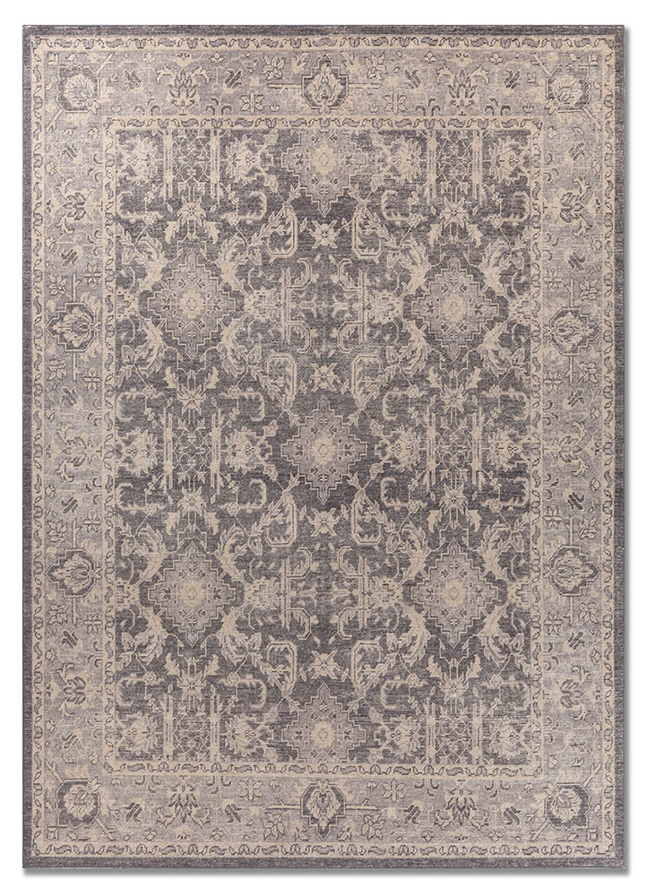 erbe grey and black wool hand knotted Rug - HeadShot