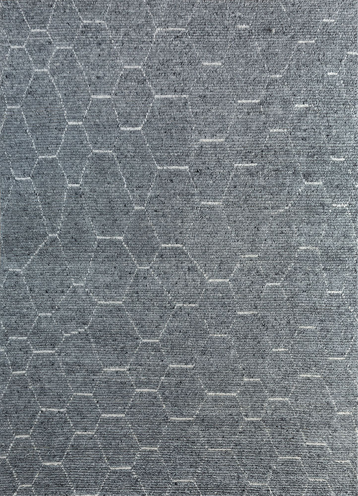 zuri grey and black wool hand knotted Rug - HeadShot