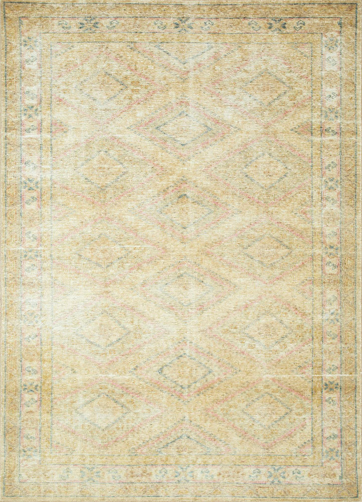 erbe beige and brown wool hand knotted Rug - HeadShot