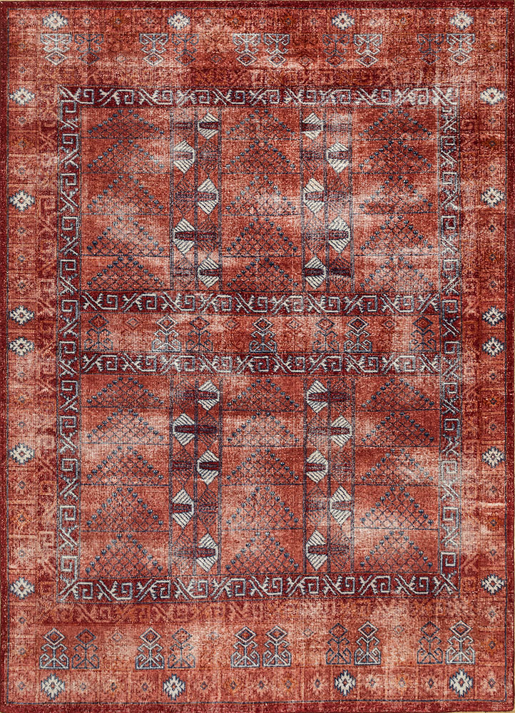 erbe red and orange wool hand knotted Rug - HeadShot