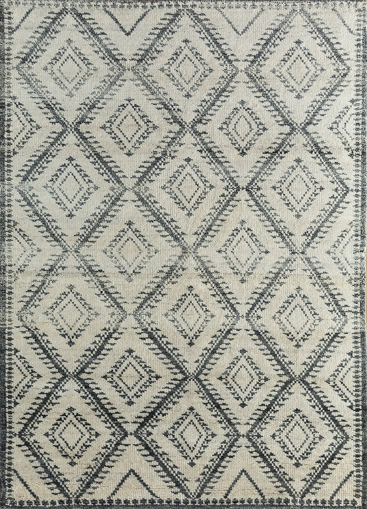 zuri grey and black wool hand knotted Rug - HeadShot
