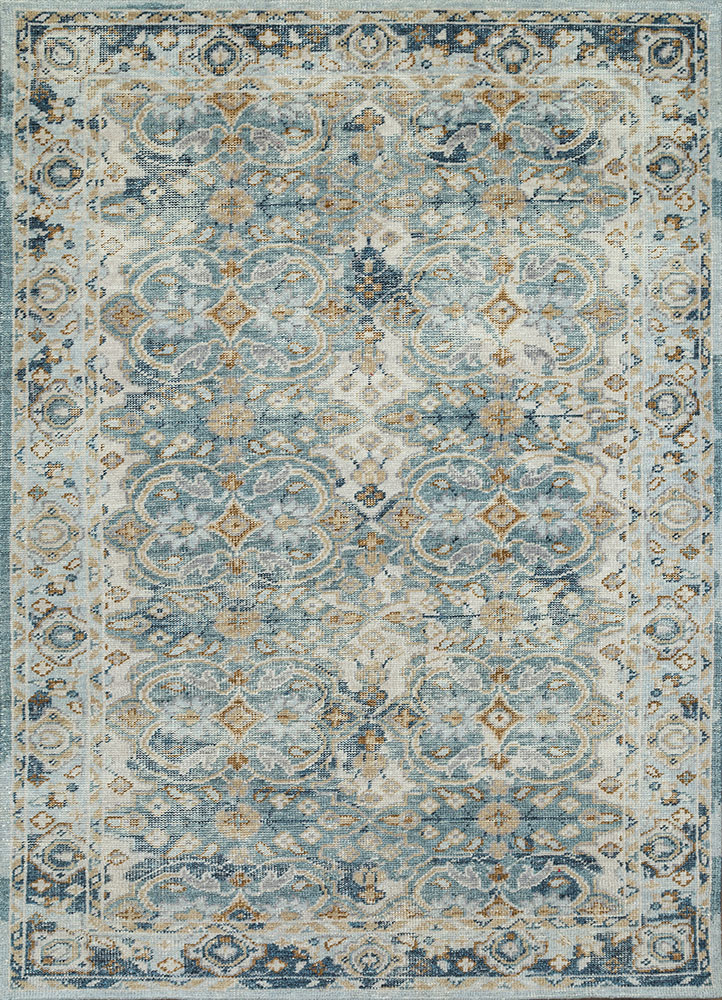erbe blue wool hand knotted Rug - HeadShot