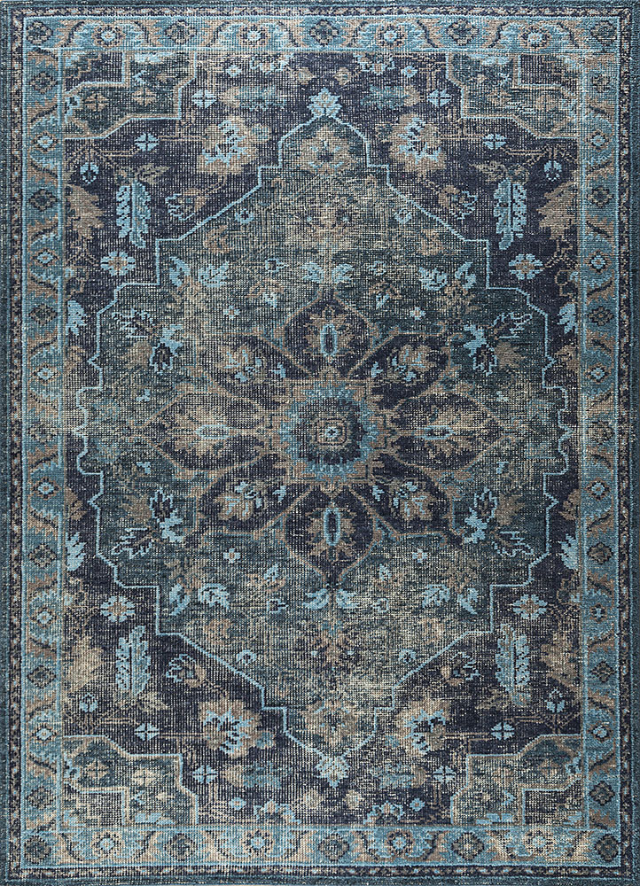 savana grey and black wool hand knotted Rug - HeadShot