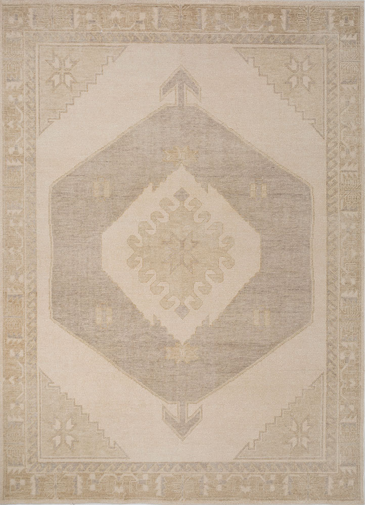 thyme ivory wool hand knotted Rug - HeadShot