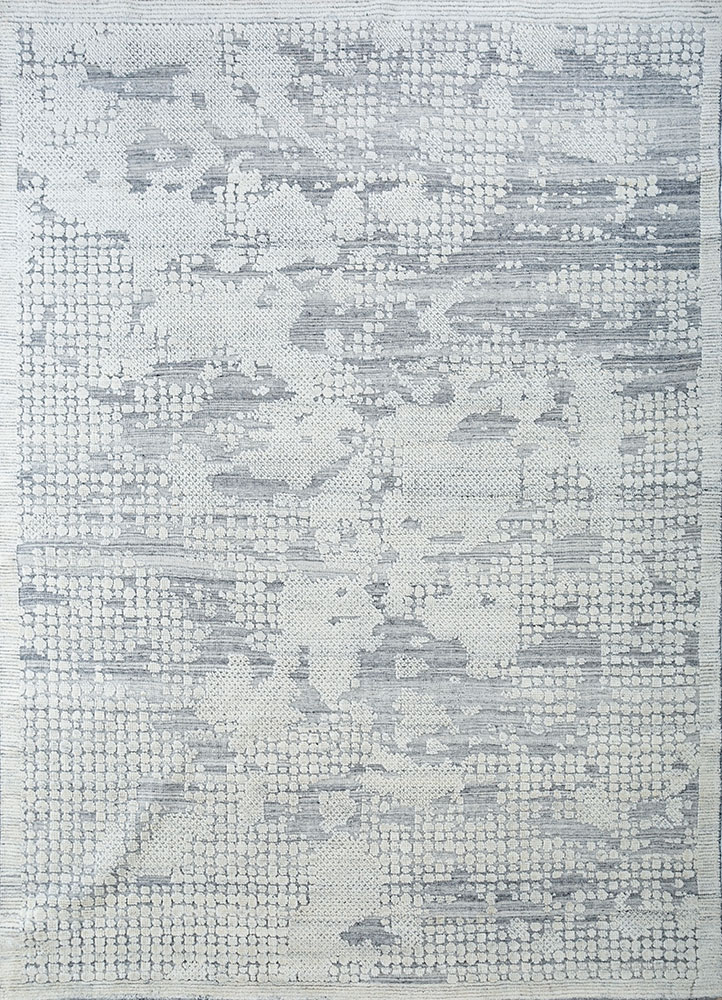 aprezo grey and black wool hand knotted Rug - HeadShot
