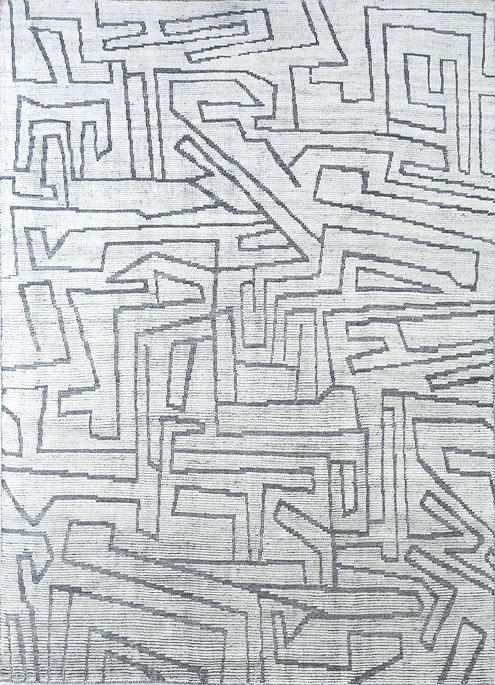 kairos blue wool hand knotted Rug - HeadShot