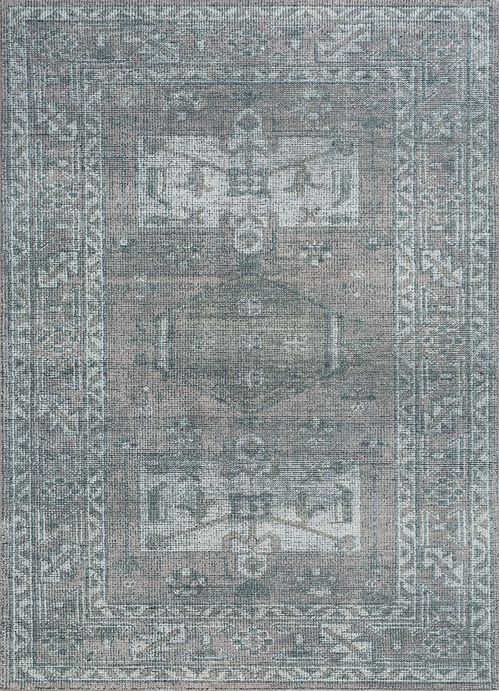 erbe grey and black wool hand knotted Rug - HeadShot