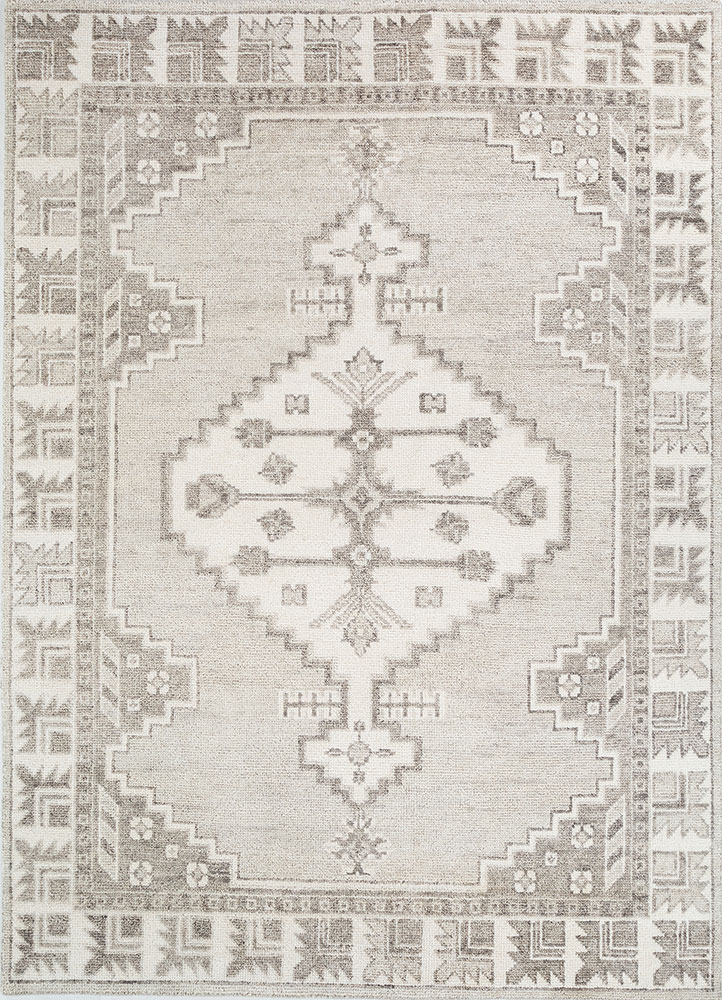 savana grey and black wool hand knotted Rug - HeadShot