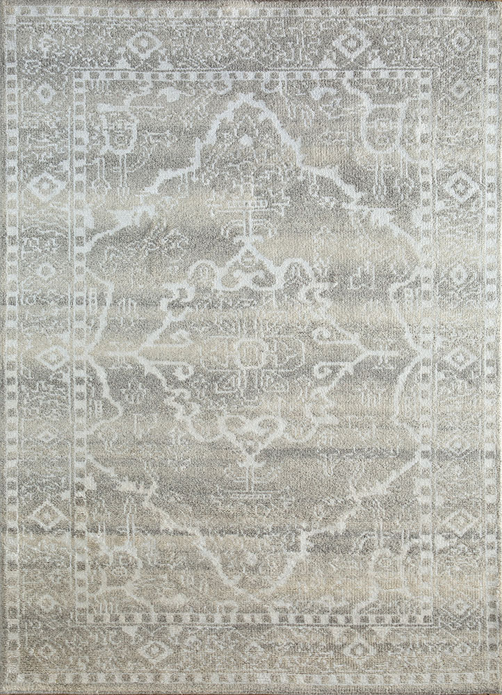 zuri grey and black wool hand knotted Rug - HeadShot