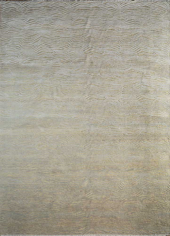 entropy beige and brown wool and silk hand knotted Rug - HeadShot