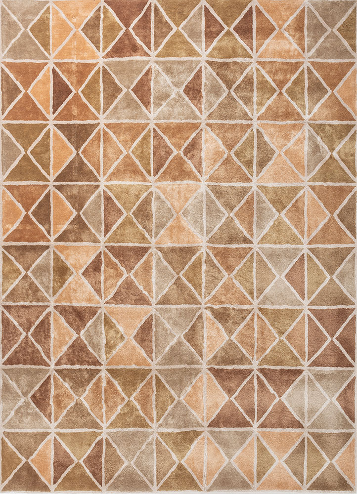 linear ivory silk hand tufted Rug - HeadShot