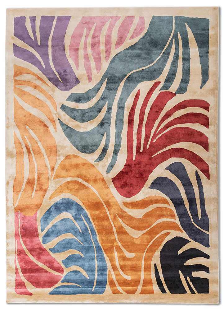 linear ivory viscose hand tufted Rug - HeadShot